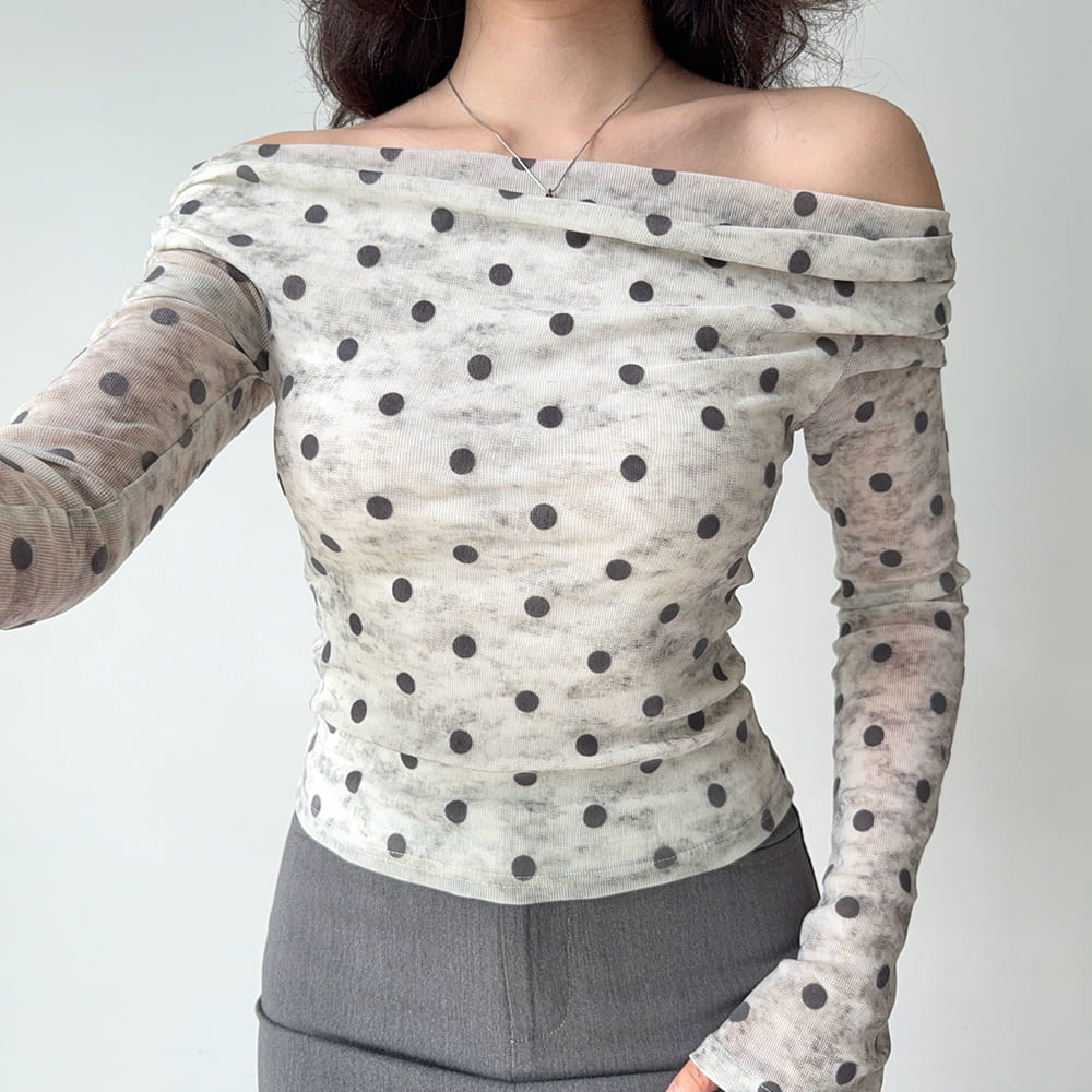 polka dot off shoulder bardot top boogzel clothing