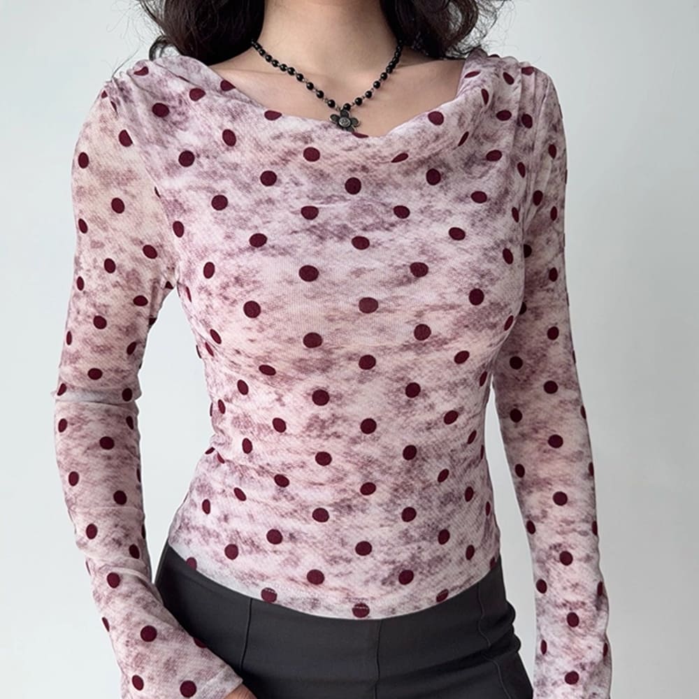 polka dot off shoulder bardot top boogzel clothing