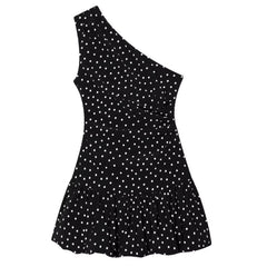 polka dot one shoulder ruffle top boogzel clothing