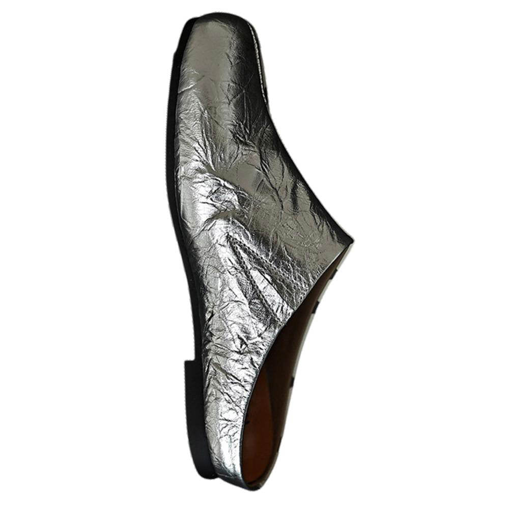 polka dot silver tabi mule flats boogzel clothing