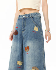 poodle embroidered denim shorts boogzel clothing