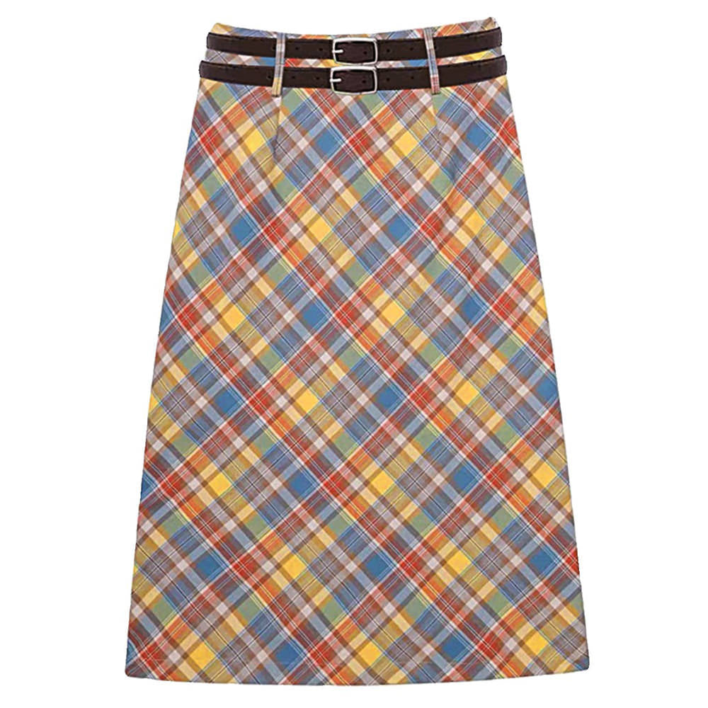 preppy colorful plaid maxi skir boogzel clothing