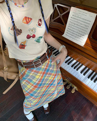 preppy colorful plaid maxi skir boogzel clothing