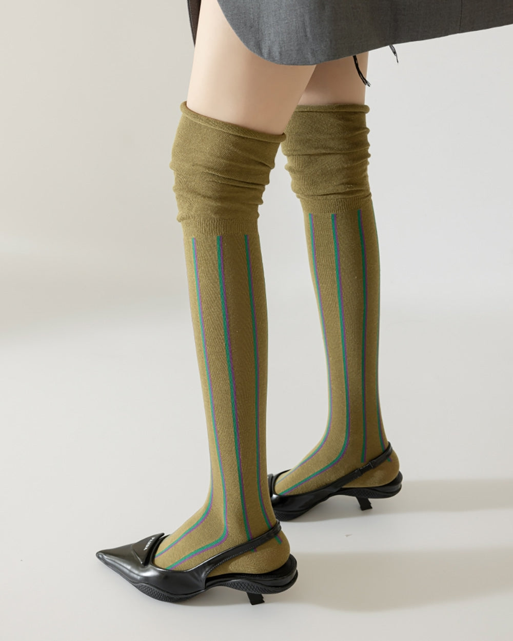 preppy striped knee socks boogzel clothing