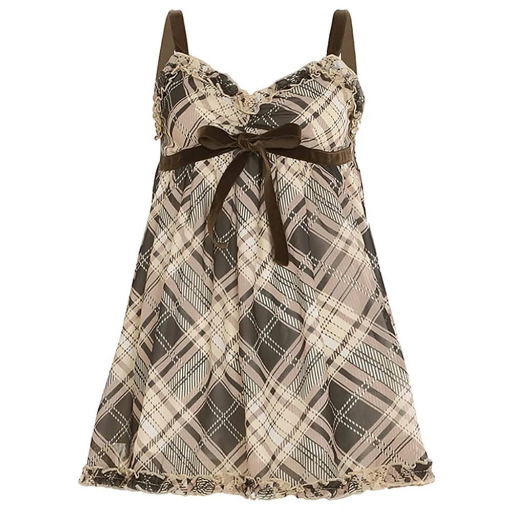 preppy aesthetic plaid mini tank dress boogzel clothing