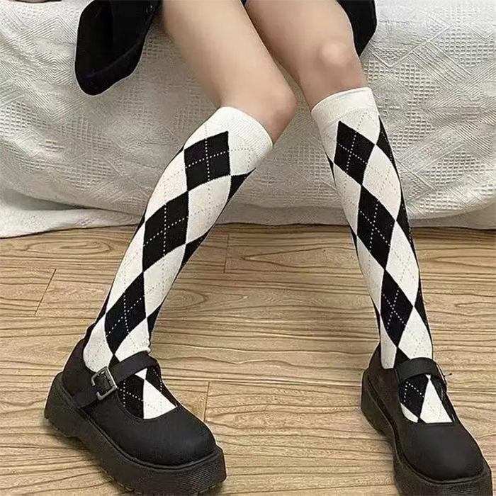 preppy argyle high socks boogzel clothing