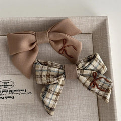 preppy bow embroidery hair bow set boogzel clothing