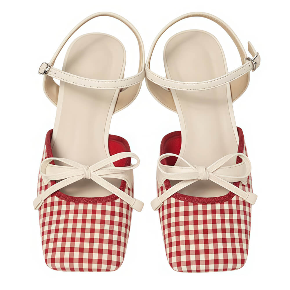 preppy gingham bow sandals boogzel clothing