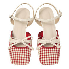 preppy gingham bow sandals boogzel clothing