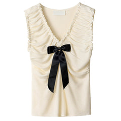 preppy ruched top with satin bow boogzel clothing