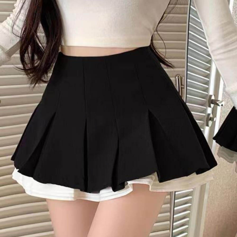 preppy ruffle mini pleated skirt boogzel clothing