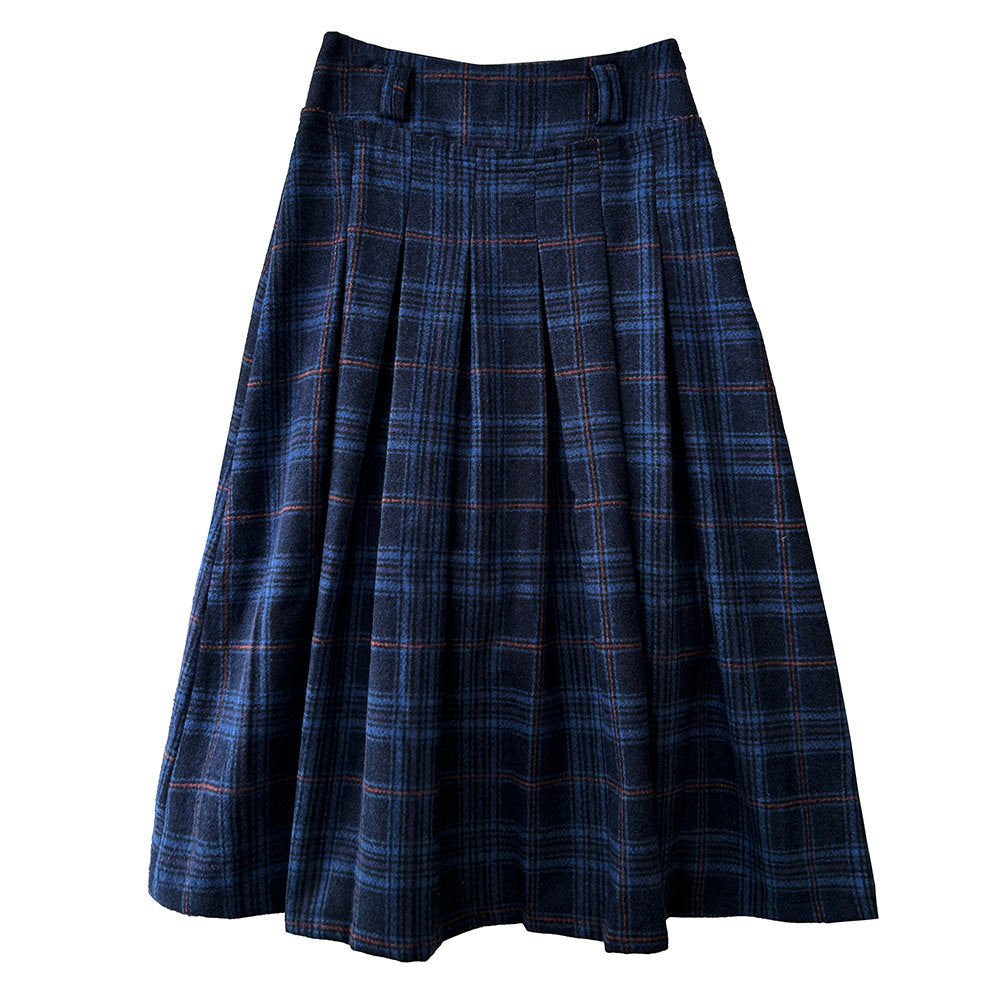 preppy style plaid pleated midi skirt boogzel clothing