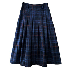 preppy style plaid pleated midi skirt boogzel clothing