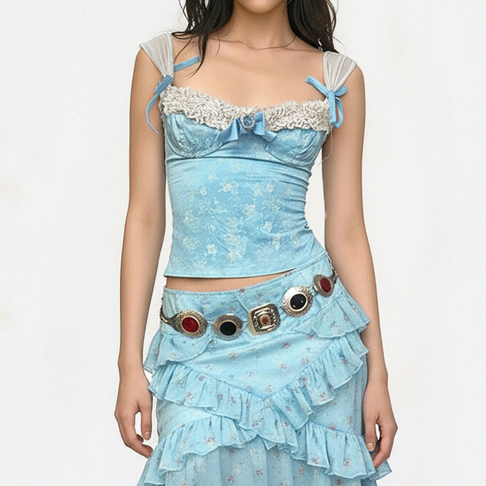 princess blue lace cami top boogzel clothing