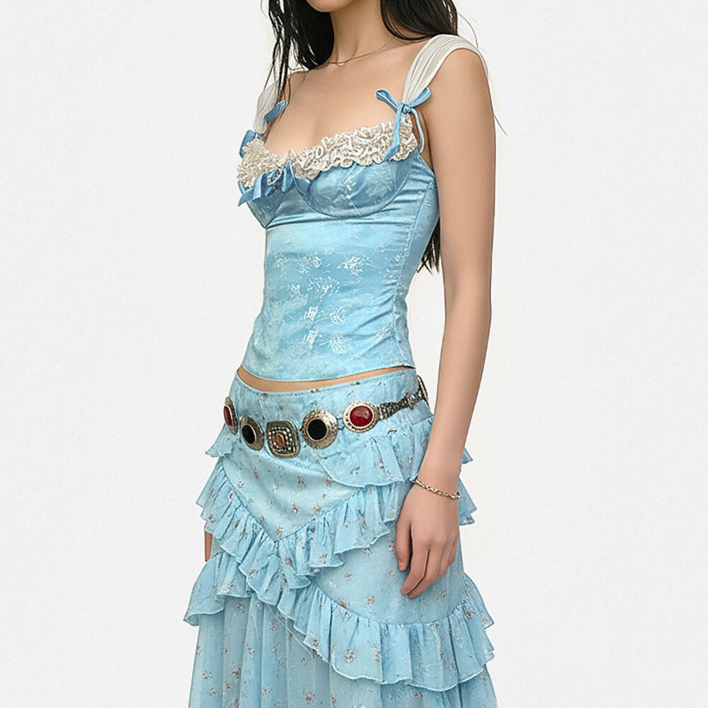 princess blue lace cami top boogzel clothing