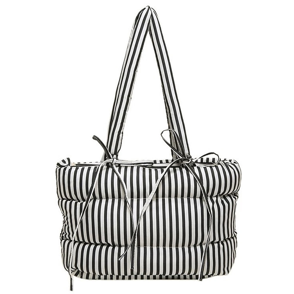 puffer striped shoulder bag boogzel clothing
