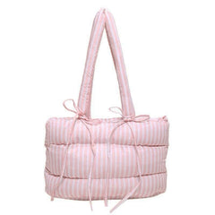 puffer striped shoulder bag boogzel clothing