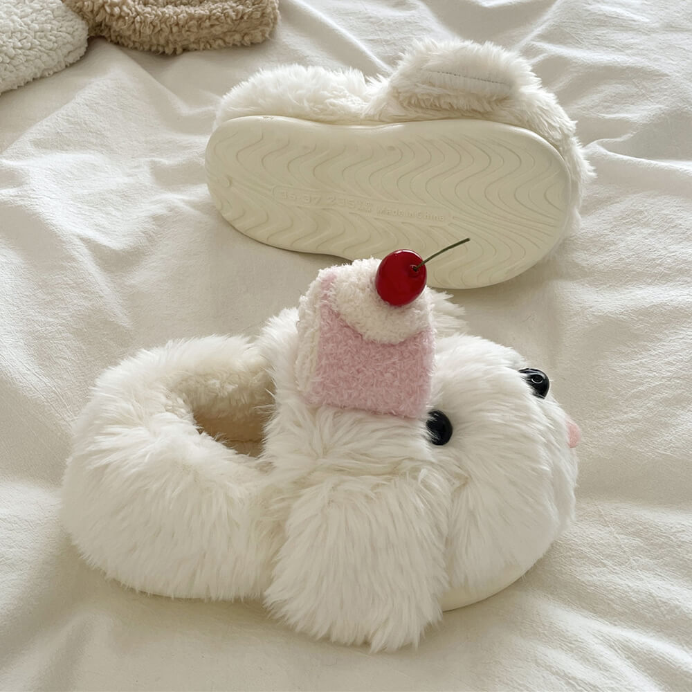 puppy and cake fluffy slippers boogzel clothing