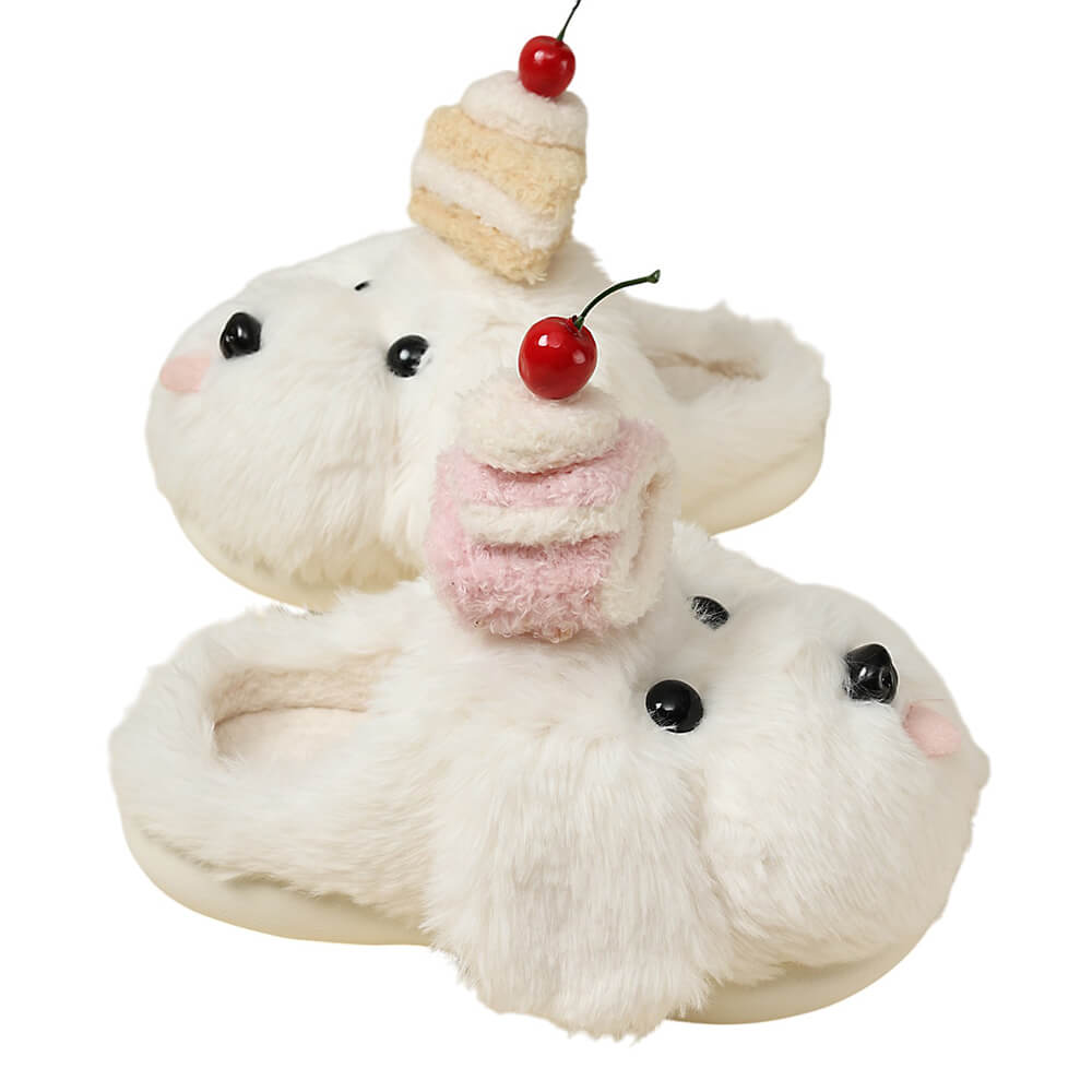 puppy and cake fluffy slippers boogzel clothing