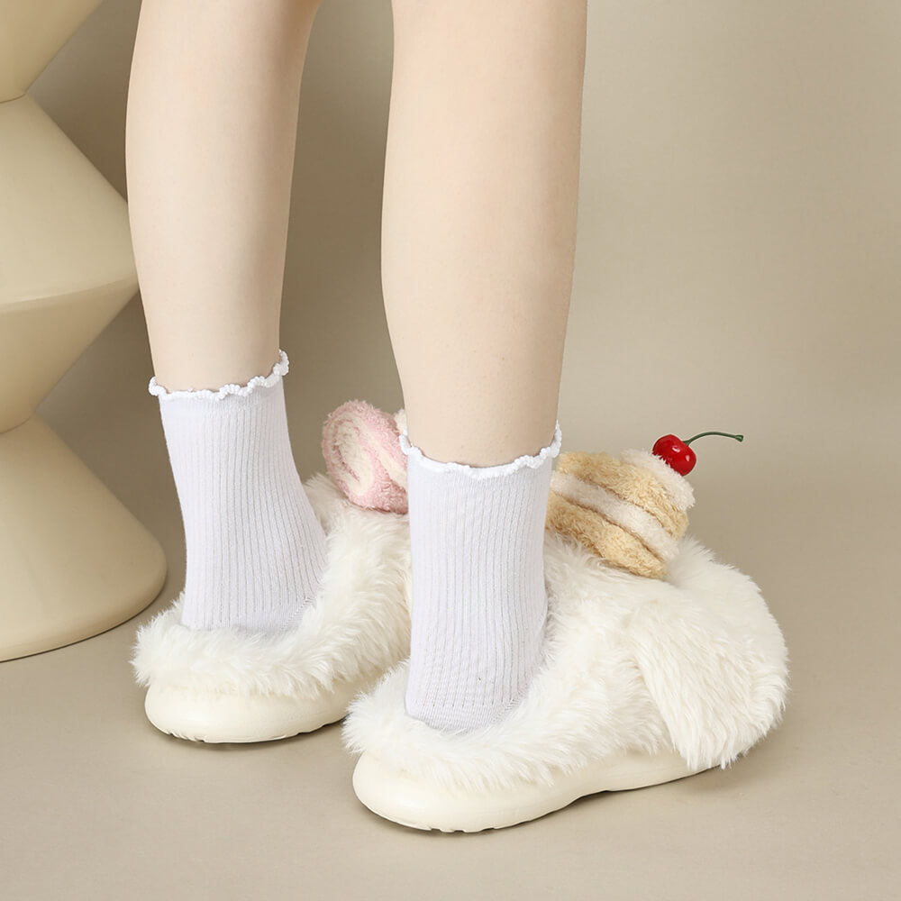 puppy and cake fluffy slippers boogzel clothing