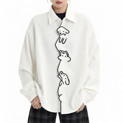 puppy dog embroidery button up shirt boogzel clothing