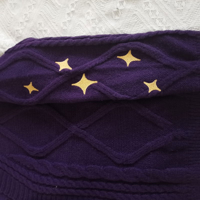 purple cardigan with star embroidery on sleeves - boogzel clothing