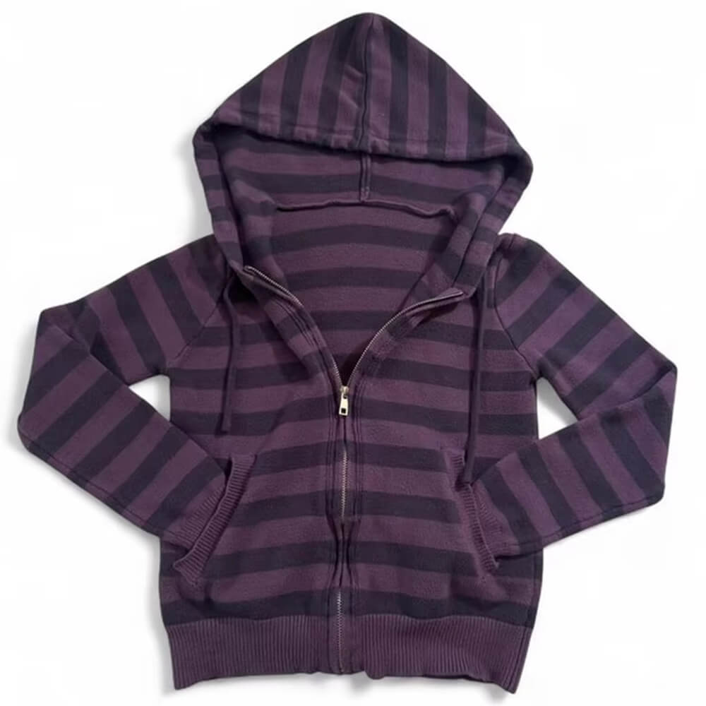purple and black striped knit hoodie boogzel clothing