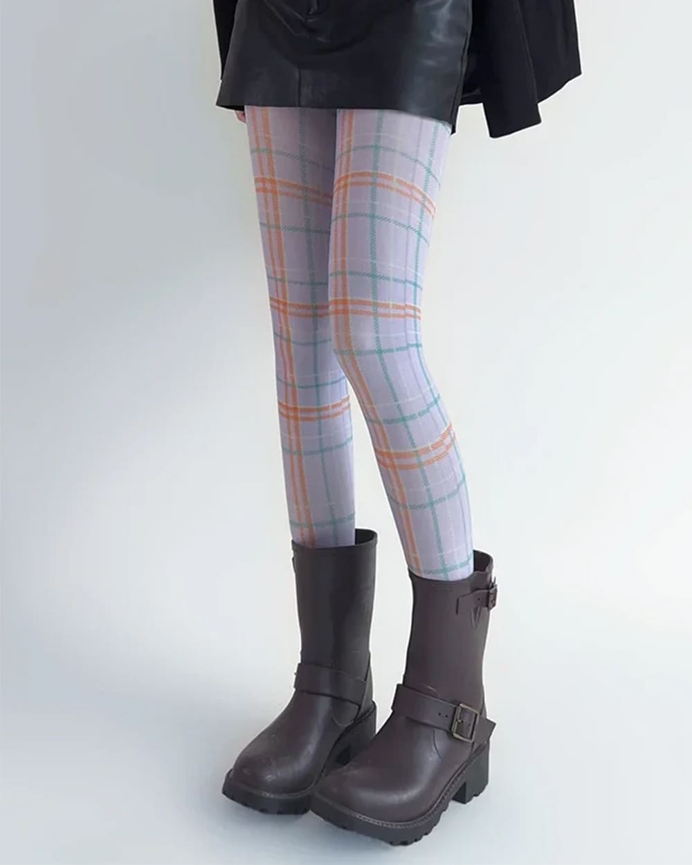 purple check pattern tights boogzel clothing