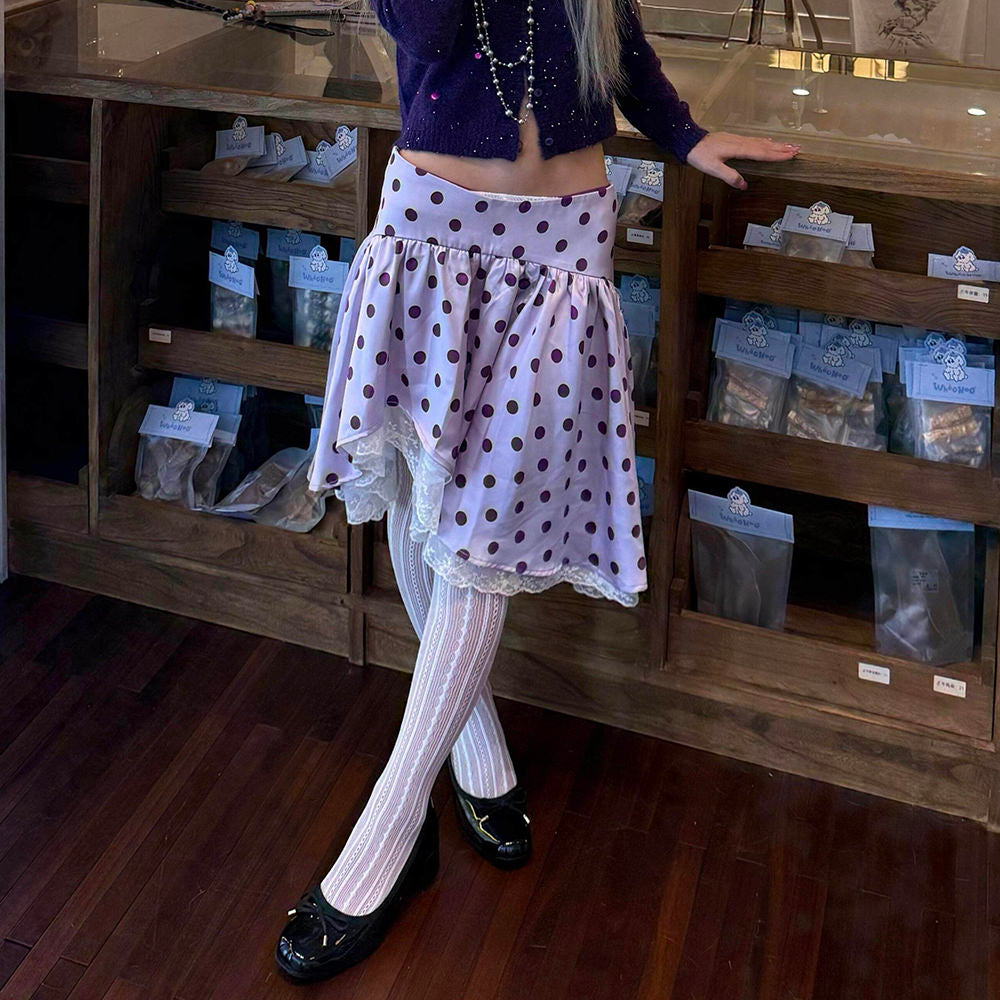 purple polka dot layered ruffle skirt boogzel clothing