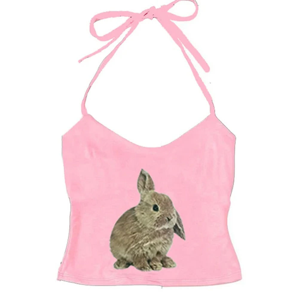 rabbit print y2k halter top boogzel clothing