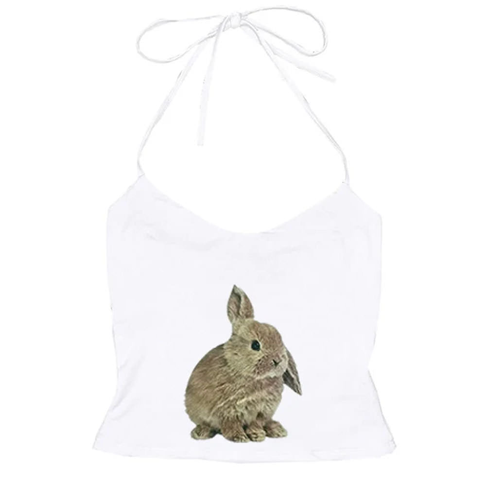 rabbit print y2k halter top boogzel clothing