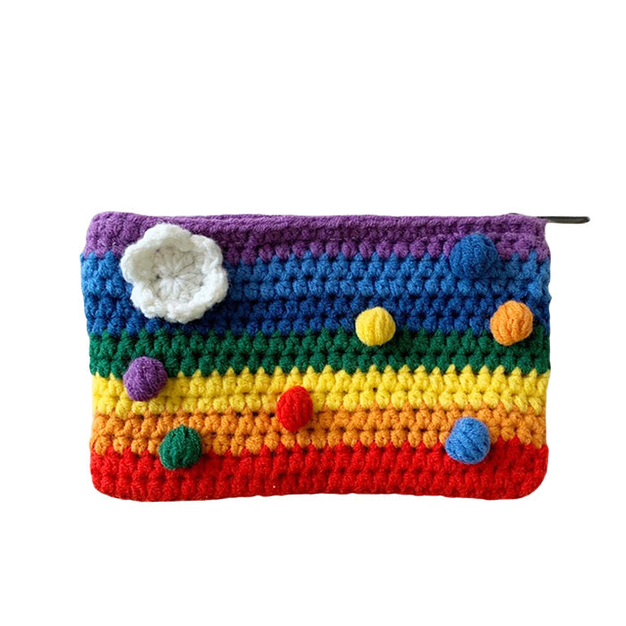 rainbow knitted purse boogzel clothing