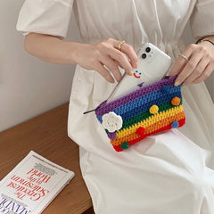 rainbow knitted purse boogzel clothing