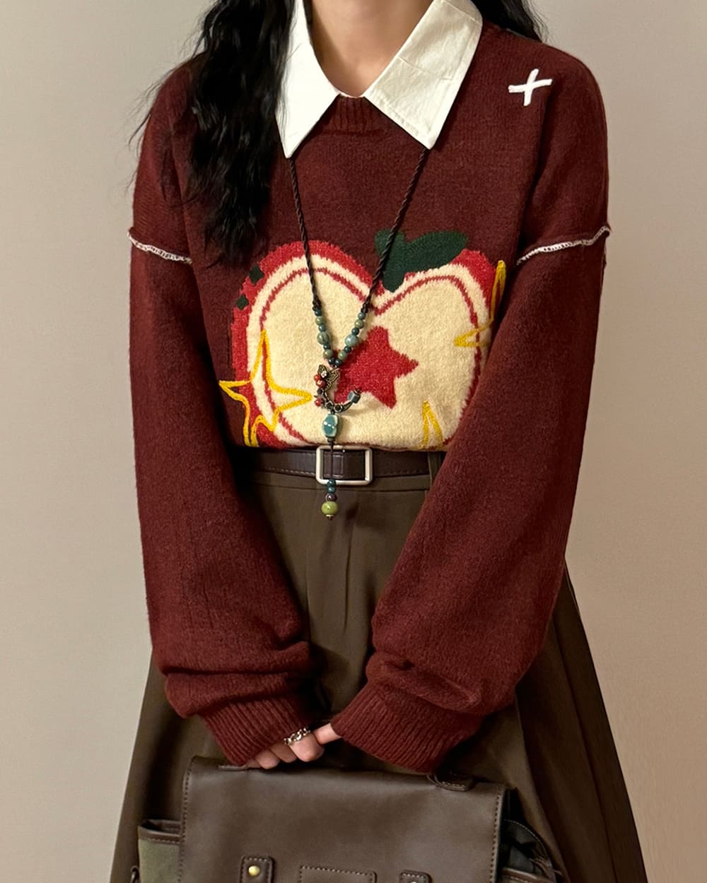 red apple oversized sweater boogzel clothing