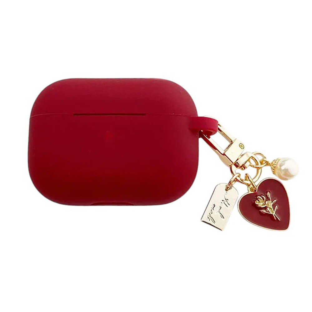 red airpods case with heart charm boogzel clothing