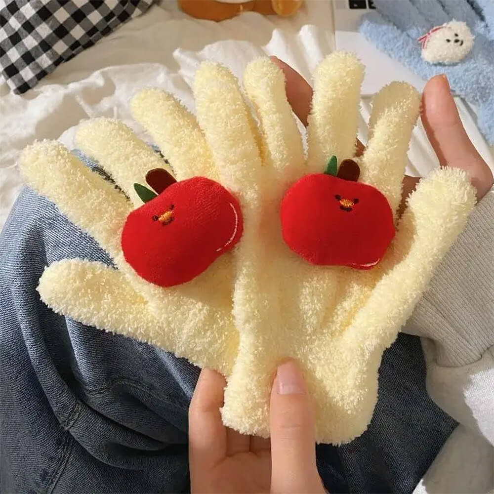 red apple fuzzy gloves boogzel clothing