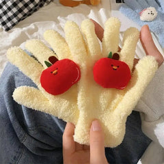 red apple fuzzy gloves boogzel clothing