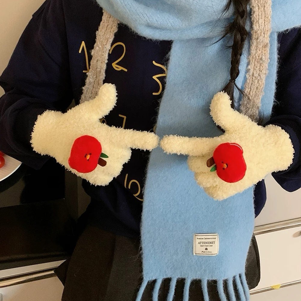 red apple fuzzy gloves boogzel clothing