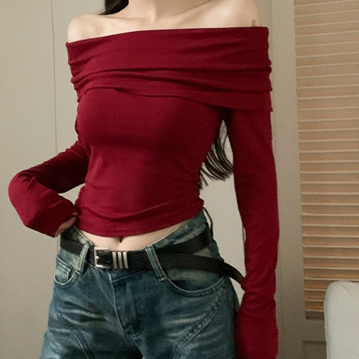 red bardot long sleeve top boogzel clothing