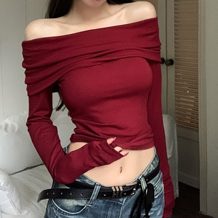 red bardot long sleeve top boogzel clothing