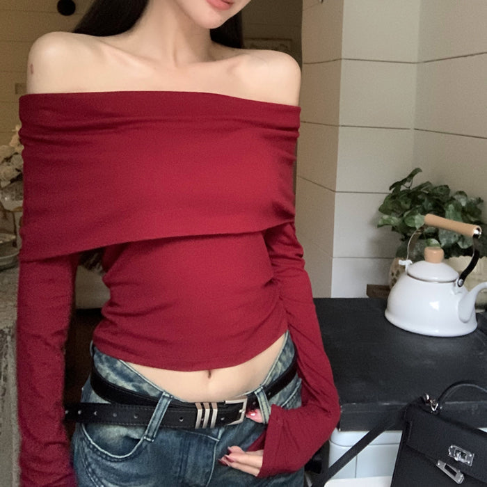 red bardot long sleeve top boogzel clothing
