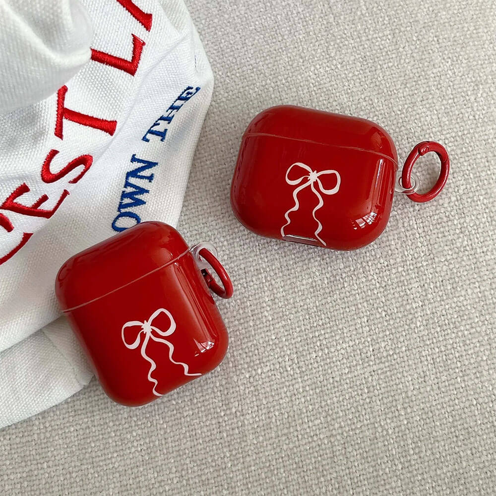 red bow coquette airpods case boogzel clothing
