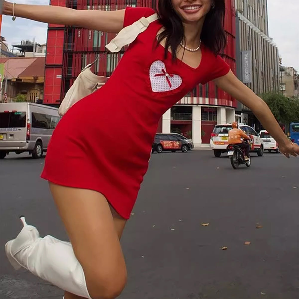 red heart mini dress boogzel clothing