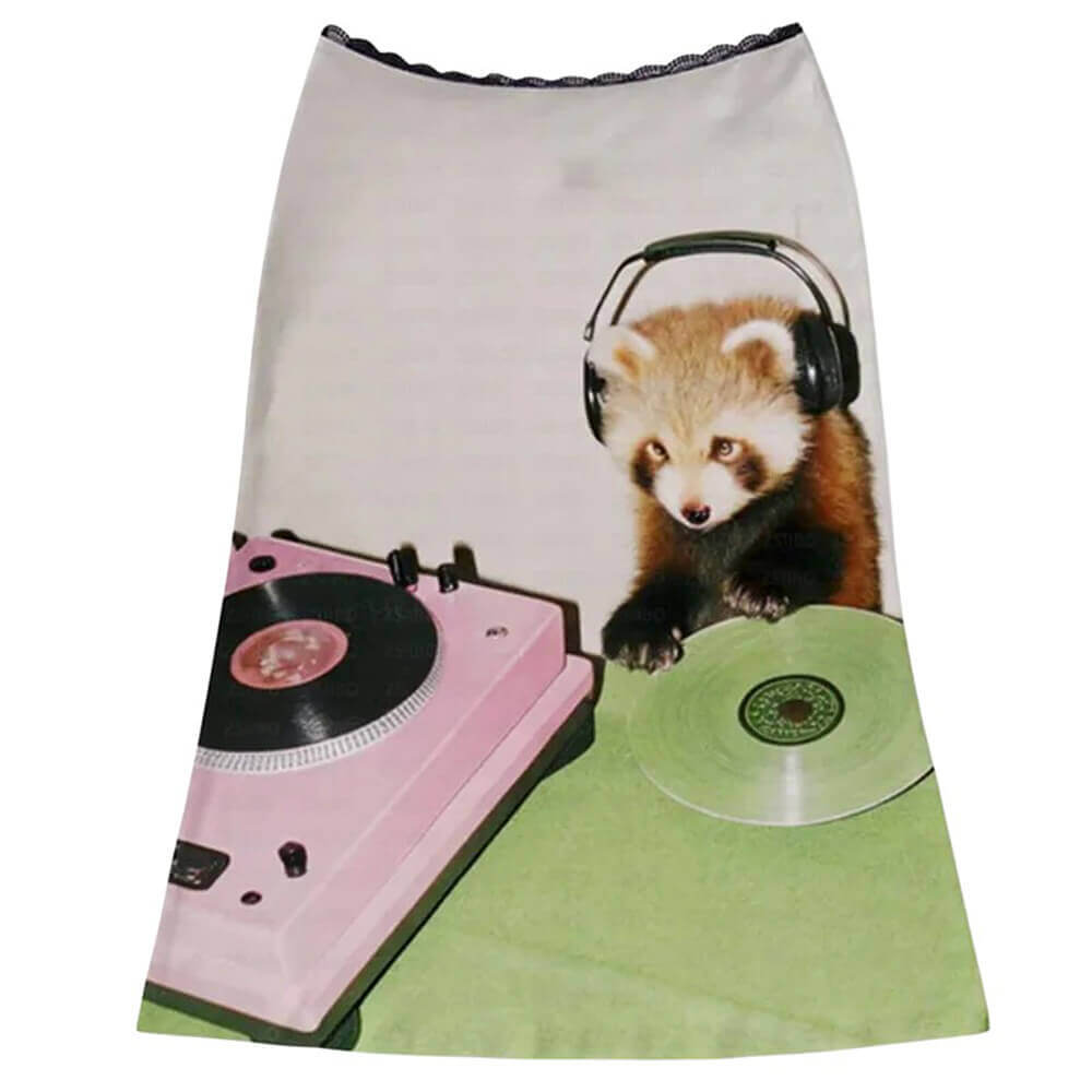 red panda dj print midi skirt boogzel clothing
