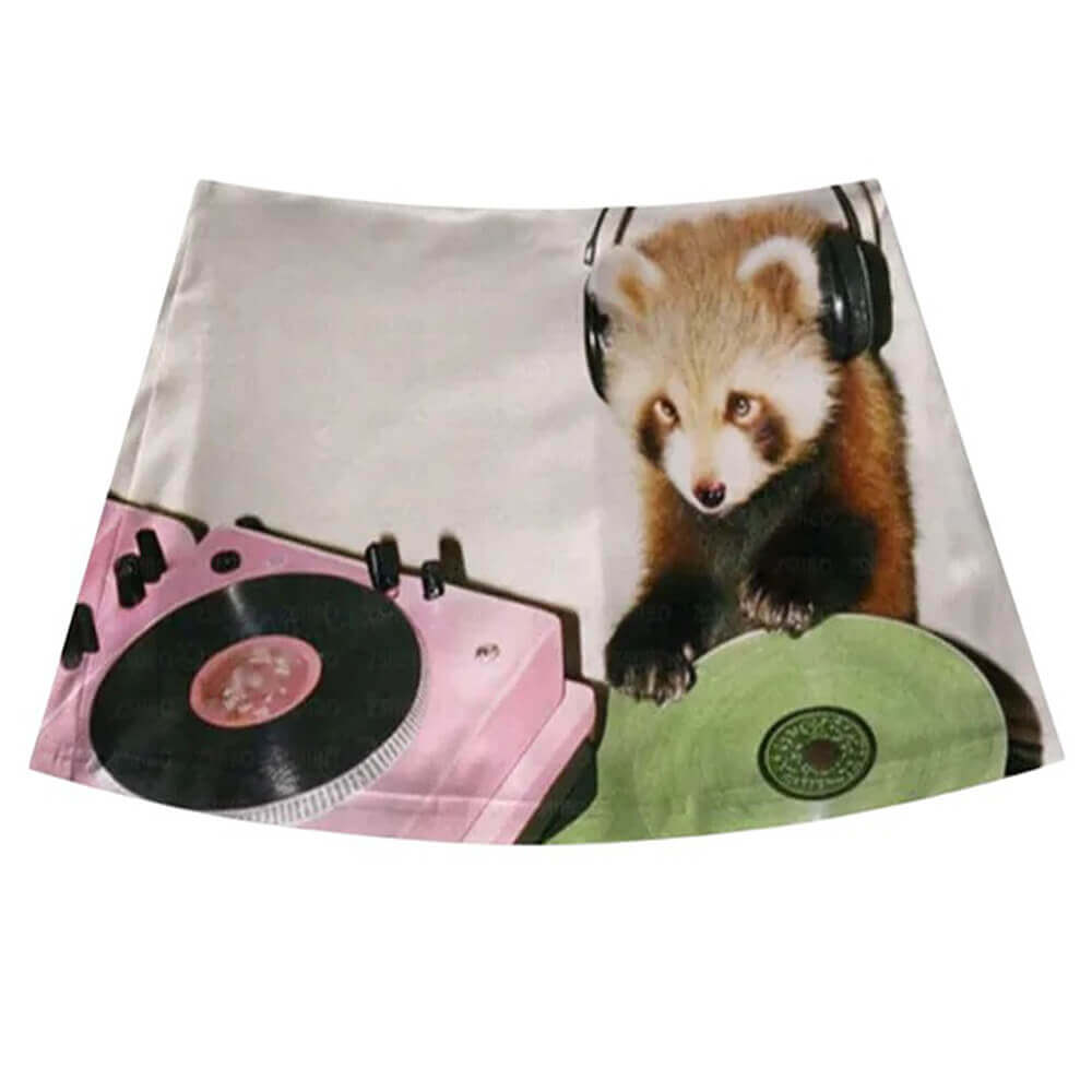 red panda dj print y2k mini skirt boogzel clothing