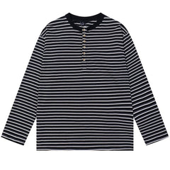 relaxed striped button up long sleeve top boogzel clothing