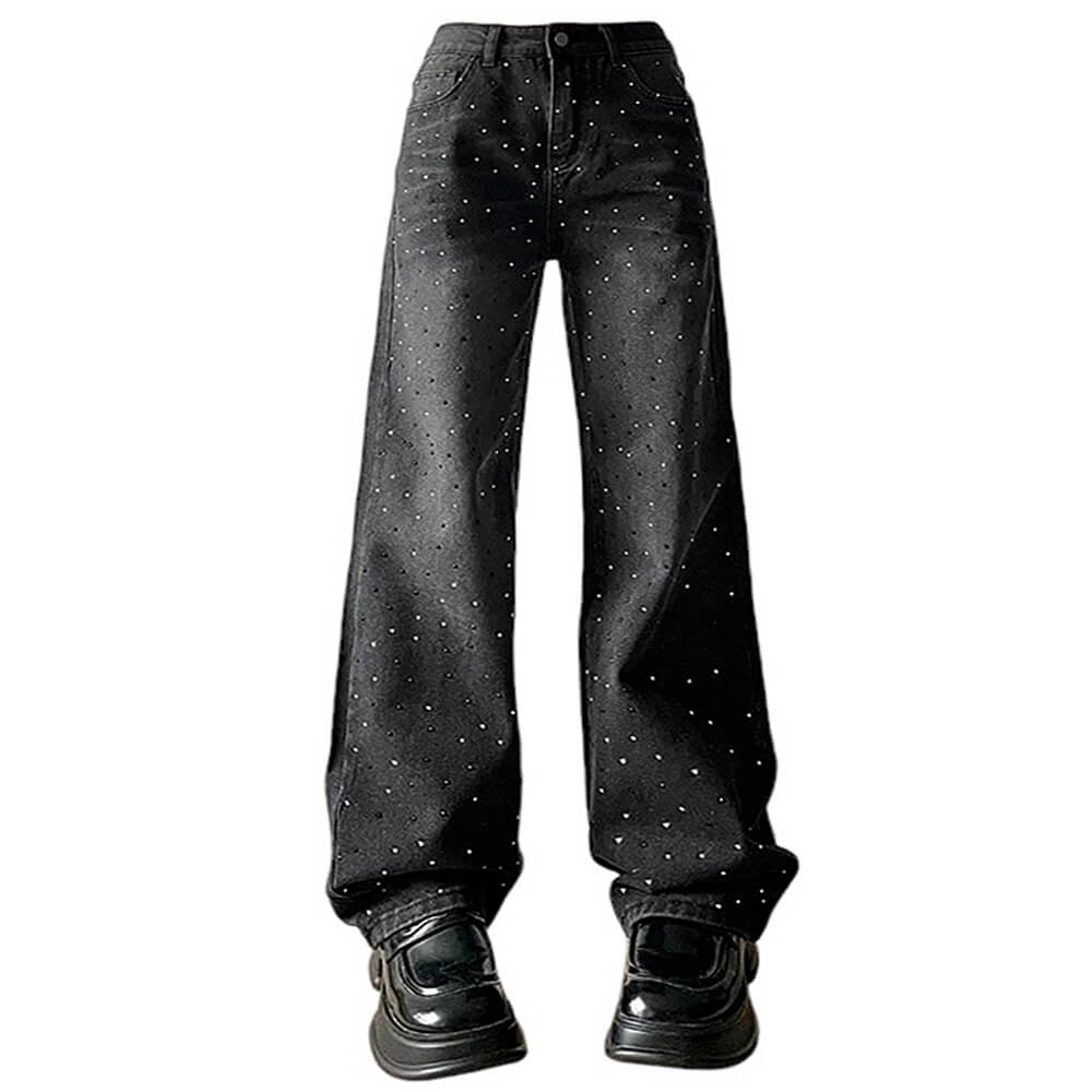 rhinestone black jeans boogzel clothing