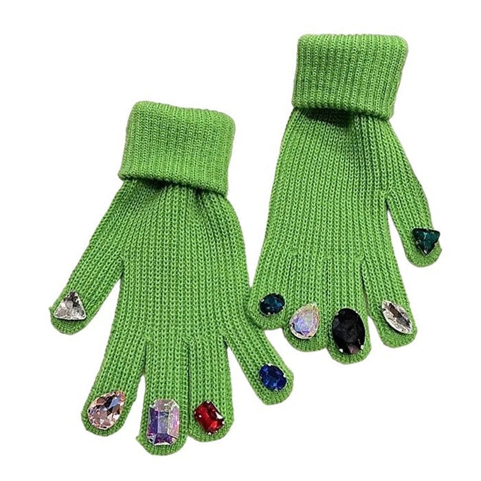 rhinestone knit gloves boogzel clothing