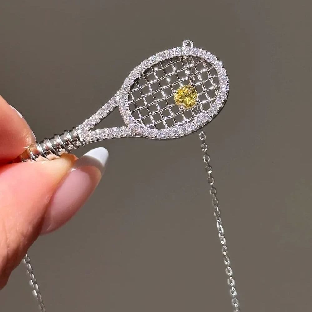 rhinestone tennis racket necklace boogzel clothing
