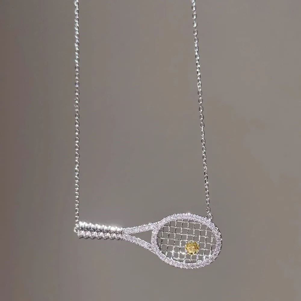 rhinestone tennis racket necklace boogzel clothing